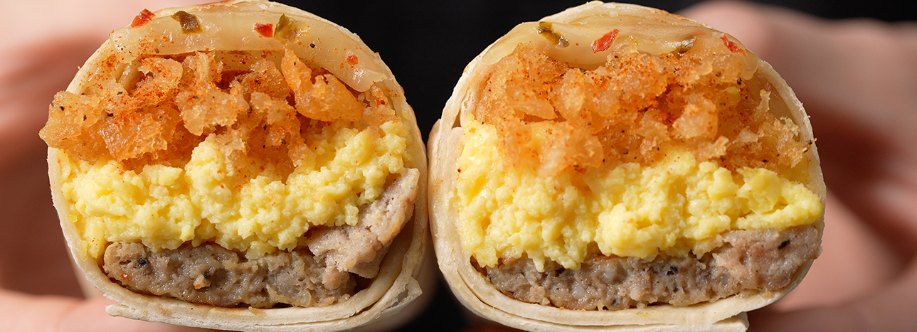 QuickChek Convenience Food-to-go: Close up or Burrito wraps with egg cheese and sausage